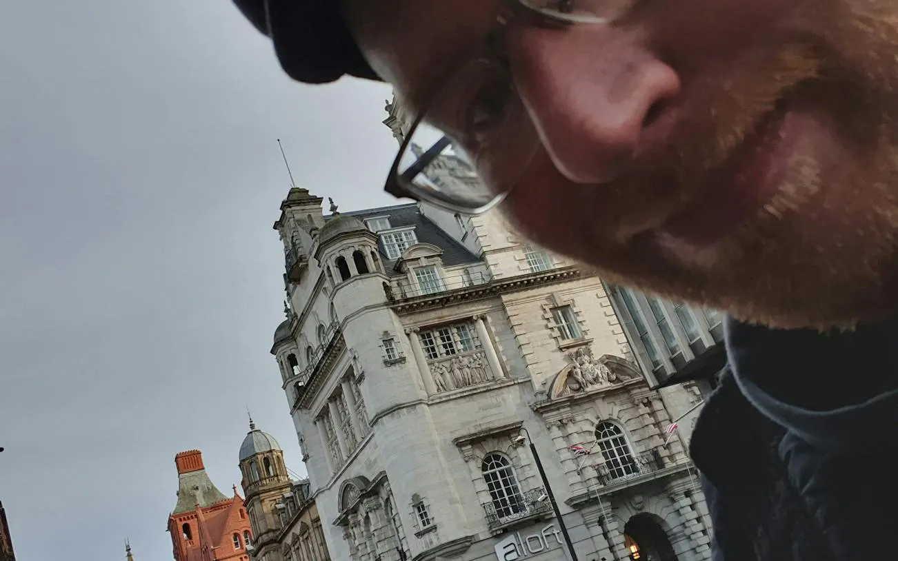 Historic building in Liverpool city center, part of the Secret Society Detective Mystery game.