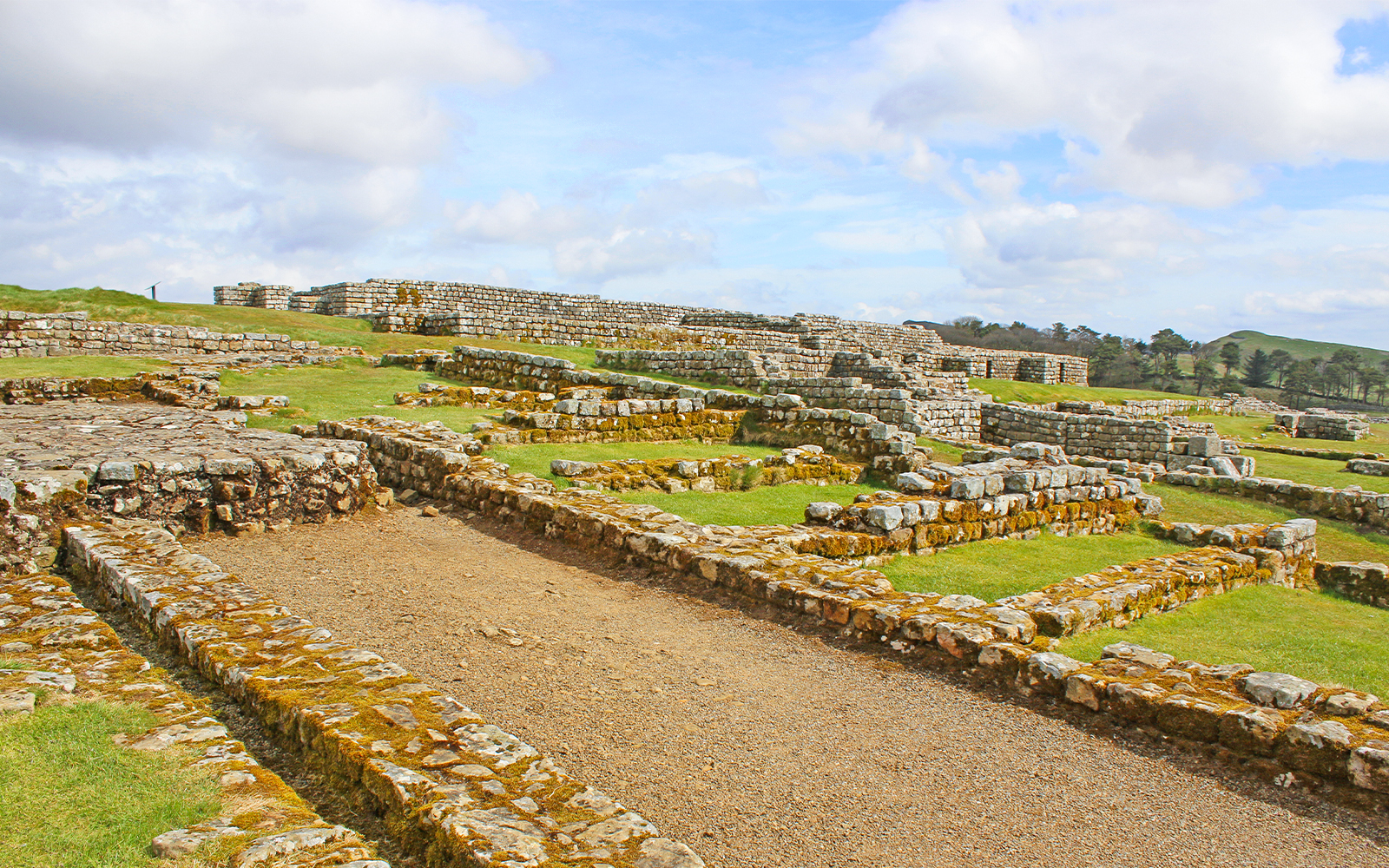 Housesteads Roman Fort ruins on Hadrian's Wall, Northumberland, England.
