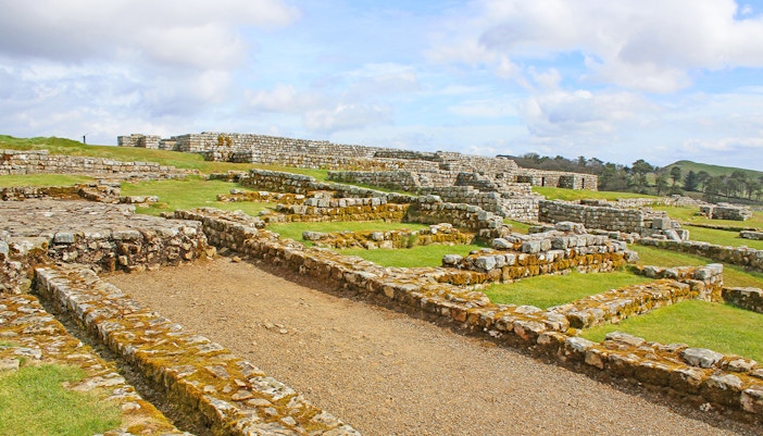 Housesteads Roman Fort ruins on Hadrian's Wall, Northumberland, England.