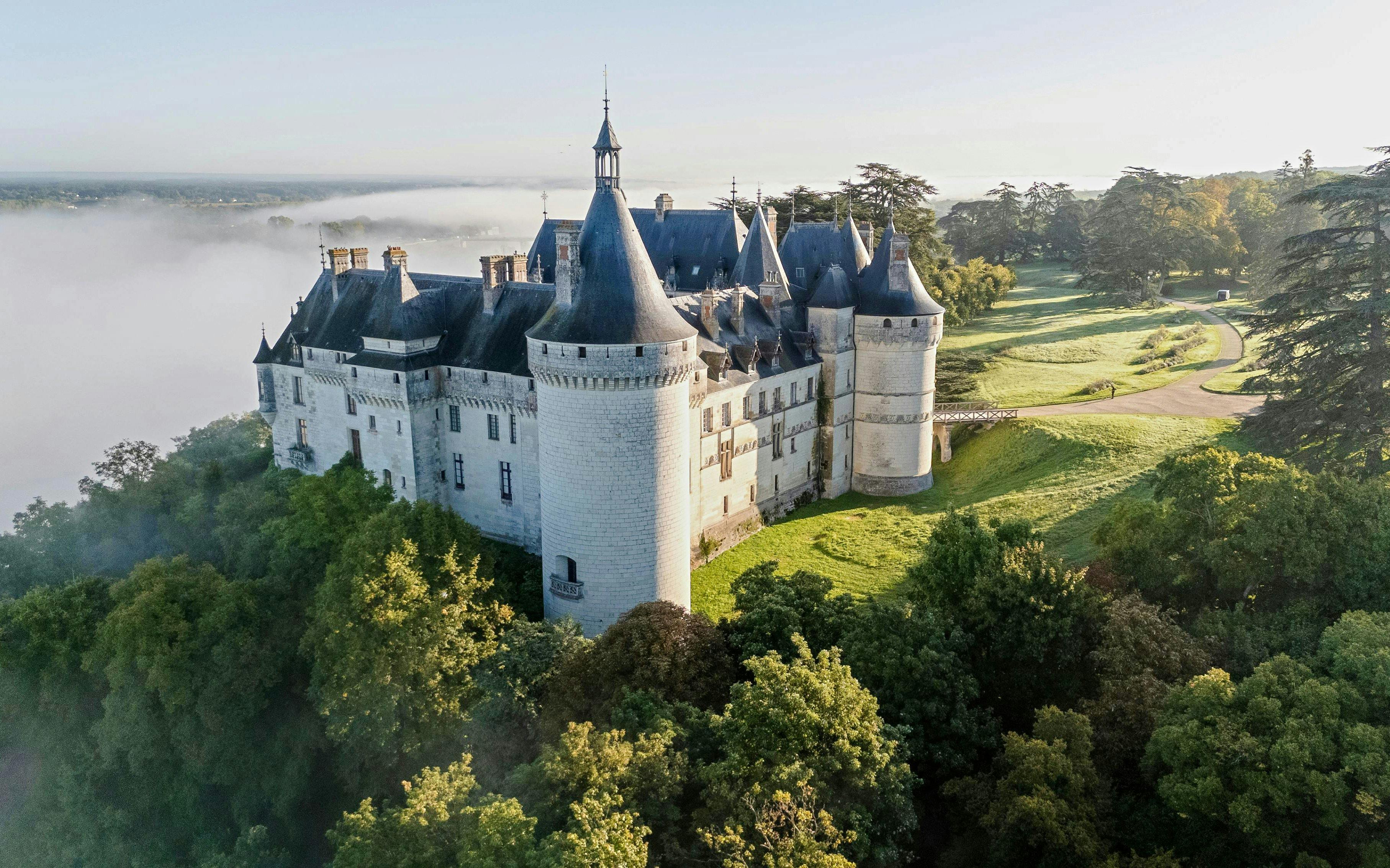 Domaine du Chaumont-sur-Loire Castle surrounded by lush gardens in Loire Valley.