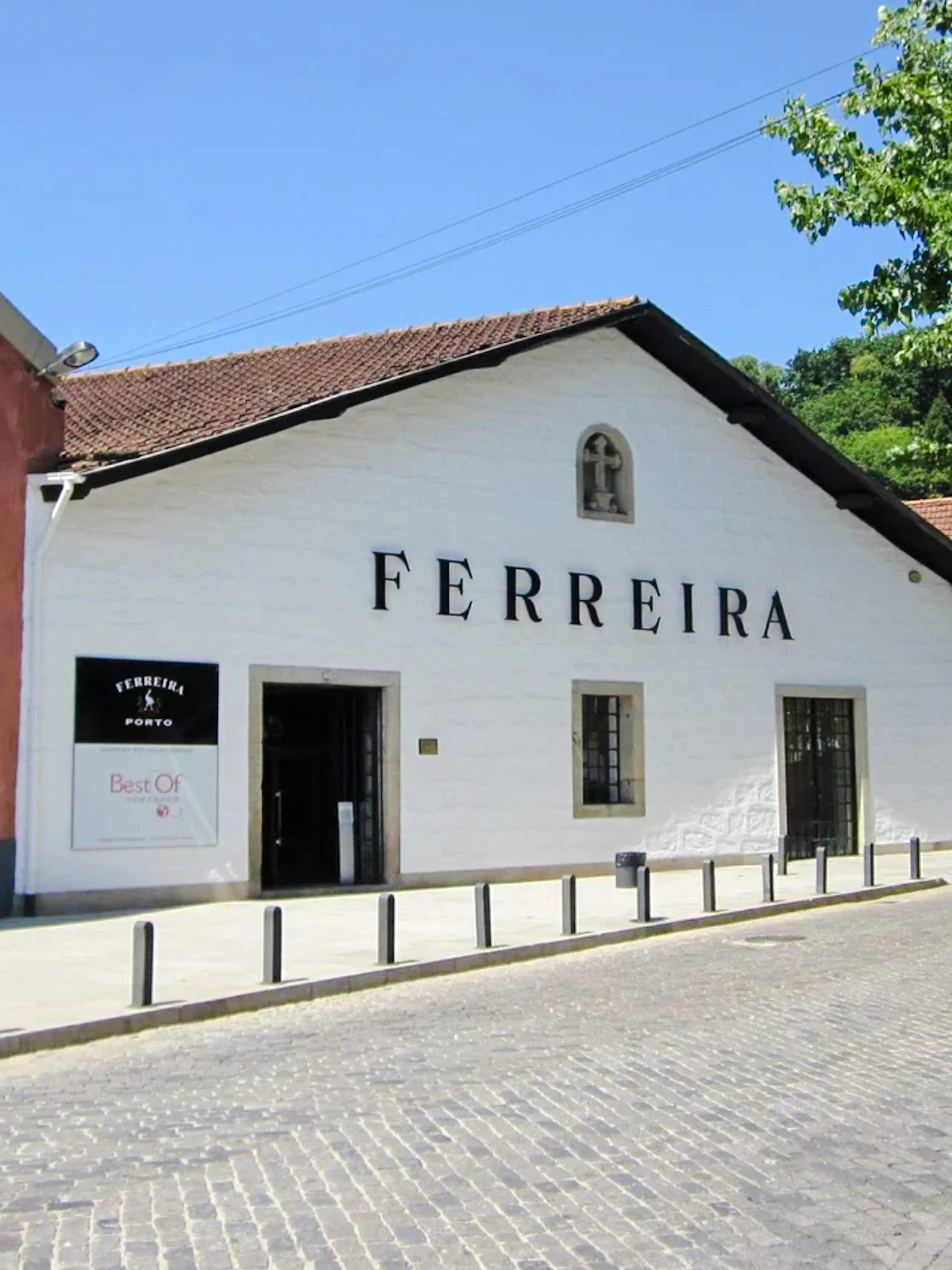Ferreira Port Wine Cellar exterior in Porto, Portugal.