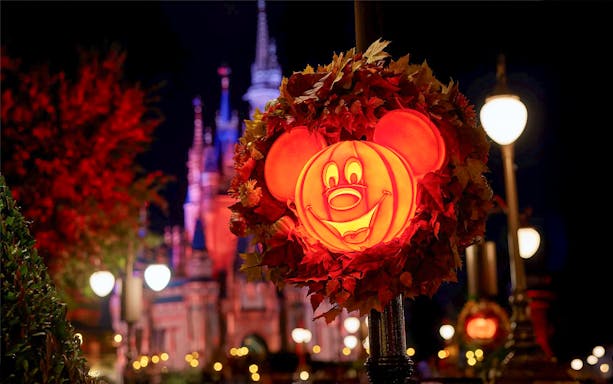 Mickey pumpkin decoration at Mickey's Not-So-Scary Halloween Party, Walt Disney Resort, Orlando.