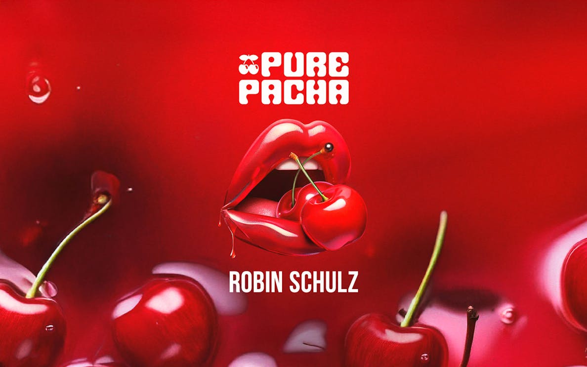 Pure Pacha logo with cherries and lips, featuring Robin Schulz.