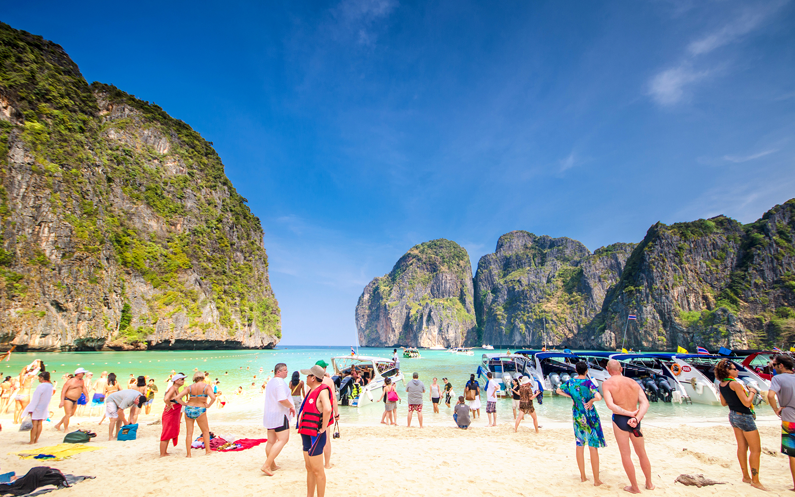 Crowded Maya Bay on weekends