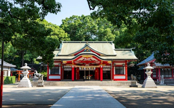 Traditional Japanese shrine surrounded by trees on Nara UNESCO World Heritage walking tour.
