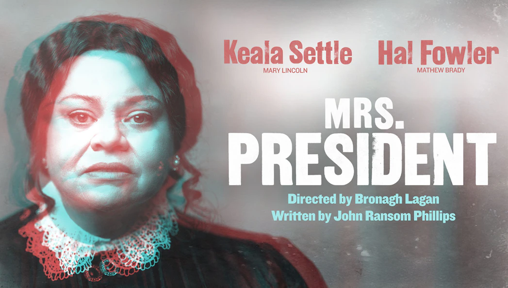 Poster for Mrs President Westend show featuring lead actors and production credits.
