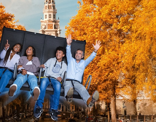 Visitors enjoying the 5D Ultimate Flight Experience at This Is Holland, Amsterdam.