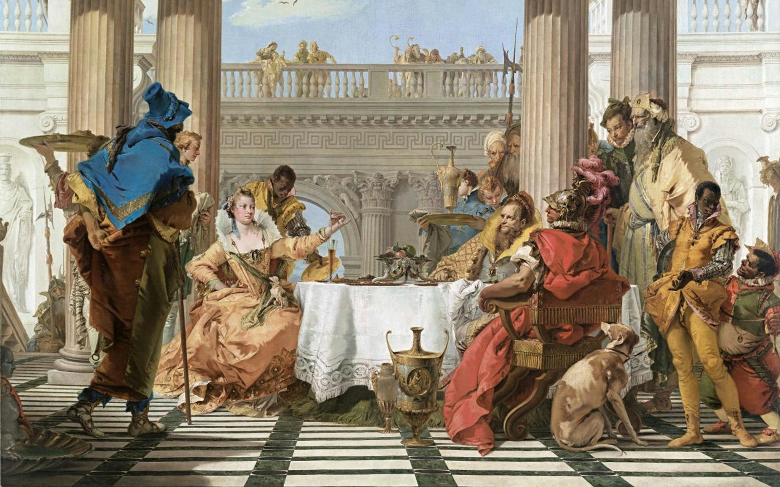 Cleopatra at a banquet table with attendants, National Gallery of Victoria.