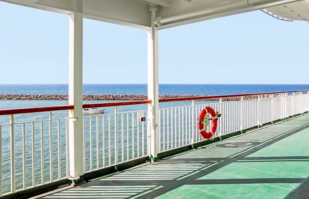 Ferry deck view of the sea at Visby Harbour, Gotland.