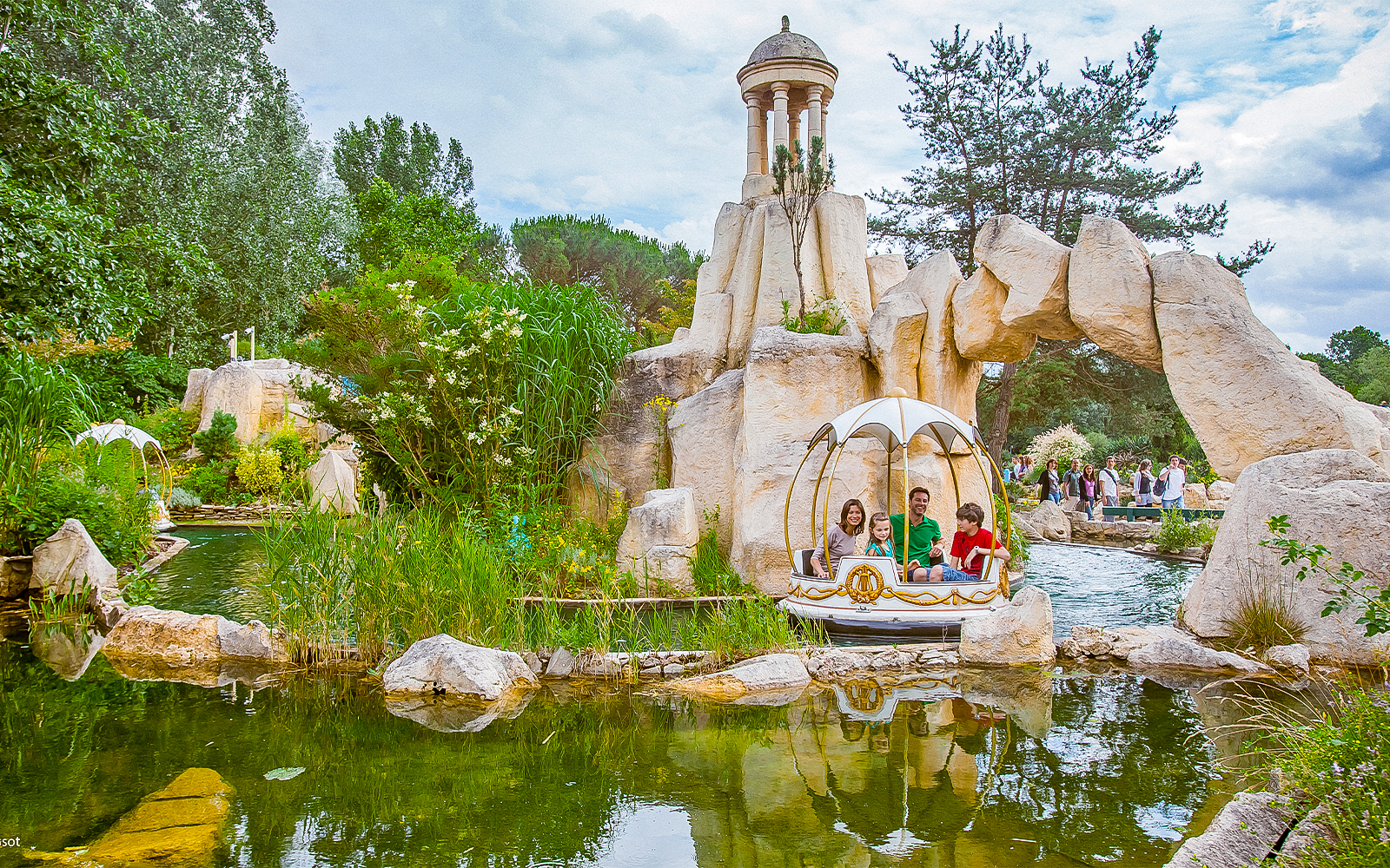 Visitors enjoying a roller coaster ride at Parc Asterix, France.