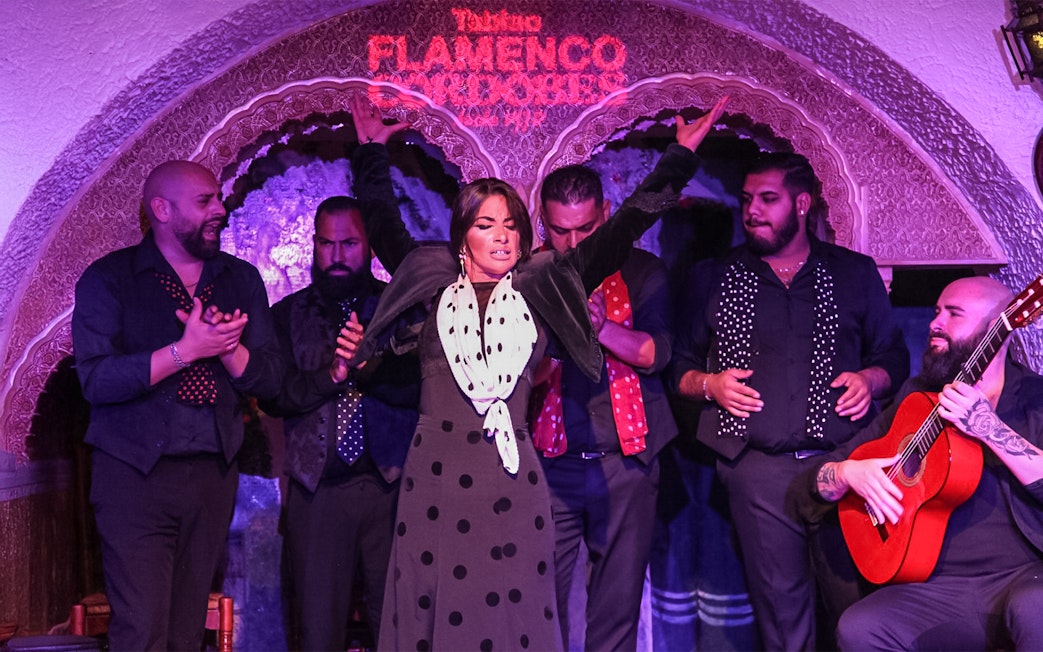 Flamenco performers on stage at Tablao Cordobes, Barcelona.