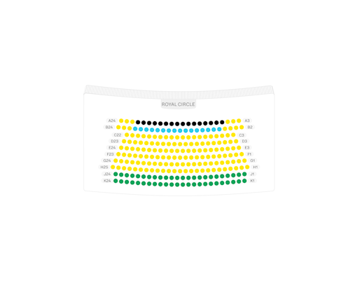 Abbildung der Sitze im 1. Rang des Novello Theatre