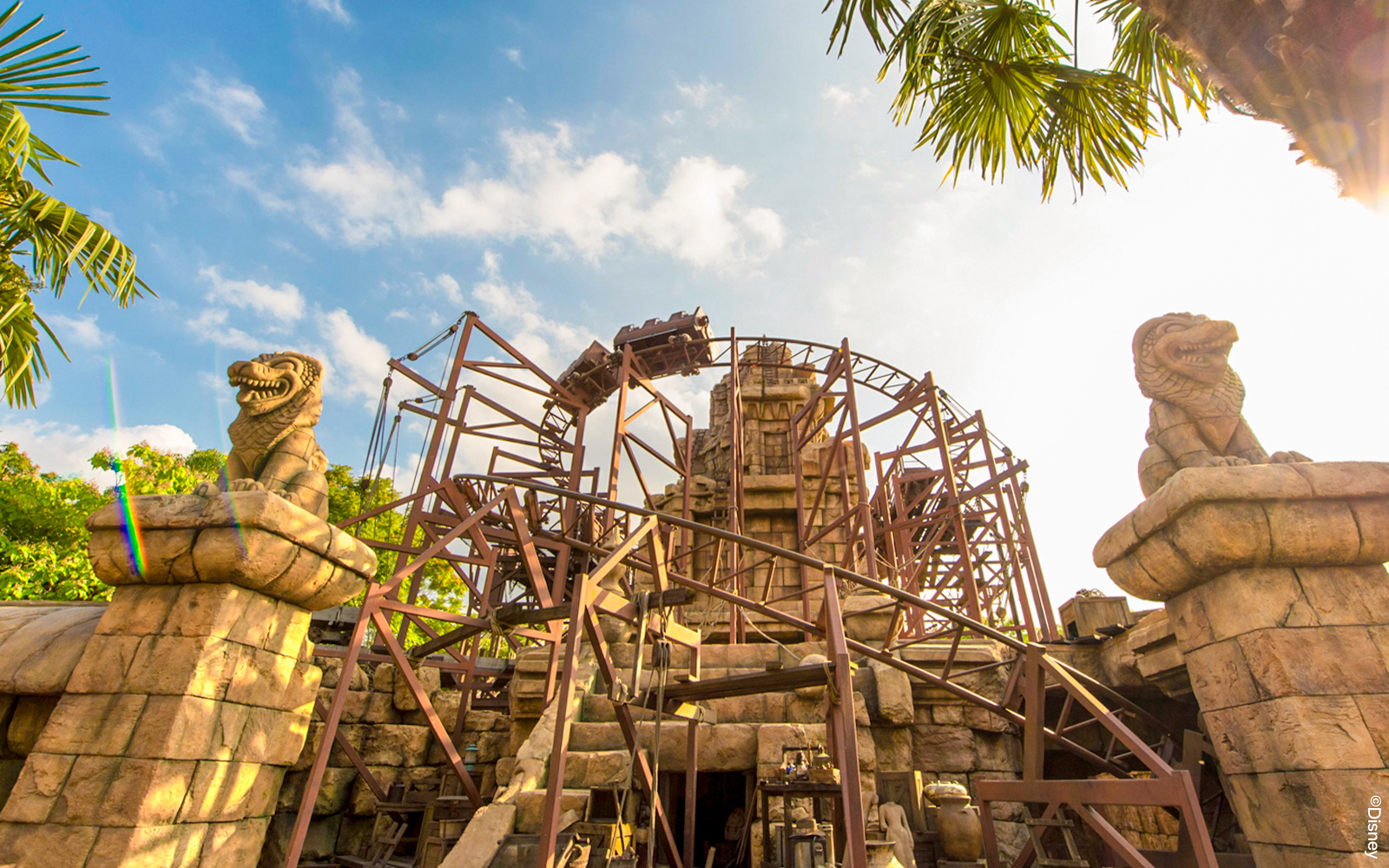 Temple of Peril roller coaster with Indiana Jones theme at Adventureland, Disneyland Paris.