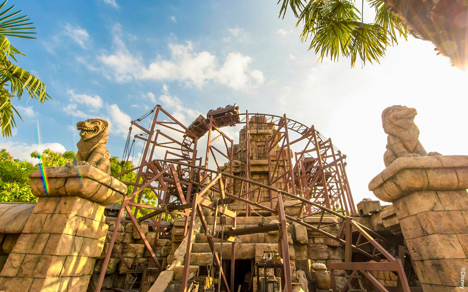 Temple of Peril roller coaster with Indiana Jones theme at Adventureland, Disneyland Paris.