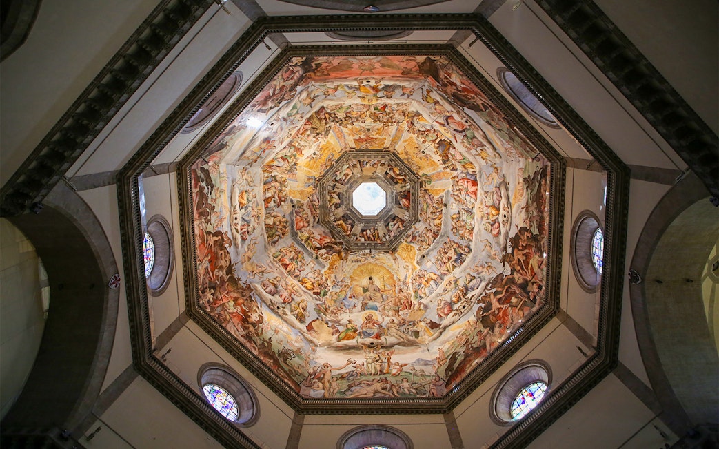 Frescoed dome interior of the Duomo in Florence, Italy.