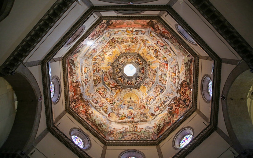 Frescoed dome interior of the Duomo in Florence, Italy.
