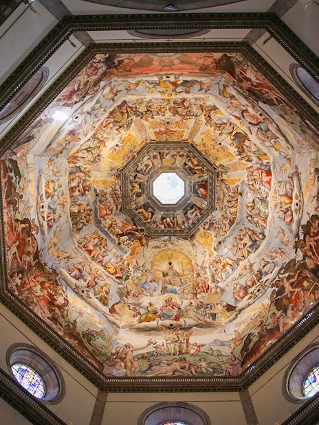 Frescoed dome interior of the Duomo in Florence, Italy.