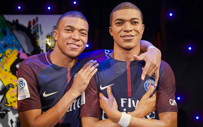 Wax figure of a soccer player at Grévin Wax Museum, Paris.