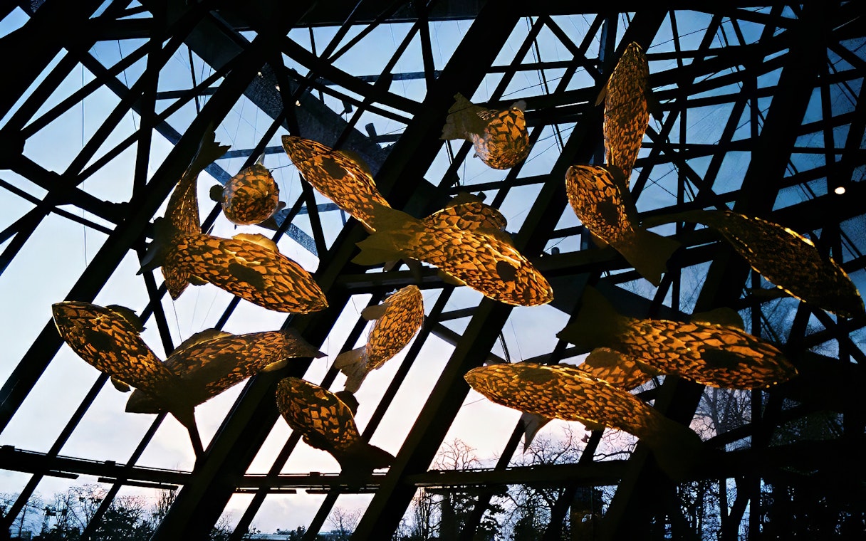Fish Lamp installation by Frank Gehry at Fondation Louis Vuitton, Paris.