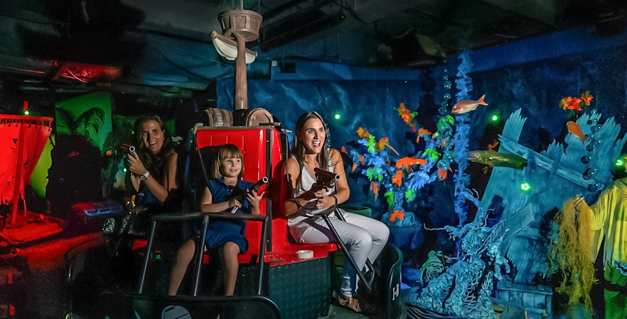 Pirate-themed water ride at The Pirate's Lair, Isla Mágica, Seville.