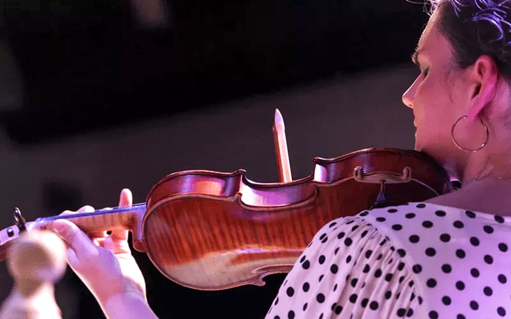 Violinist performing at Sensaciones - Teatro Flamenco Granada.