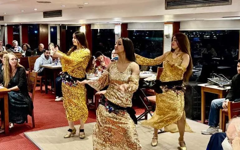 Cairo Nile dinner cruise with live belly dance performance.