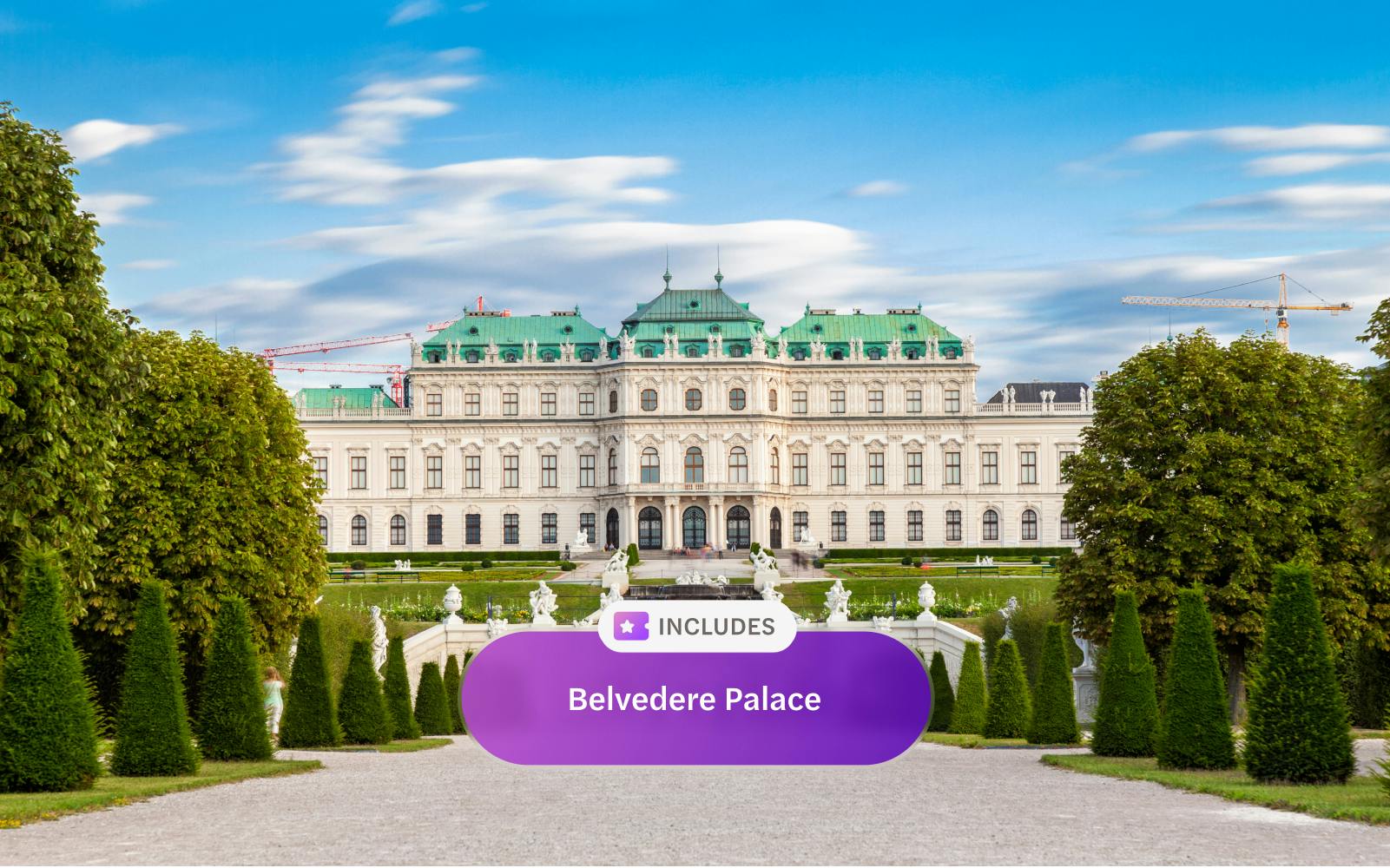 Belvedere Palace with gardens in Vienna, Austria, featuring baroque architecture.