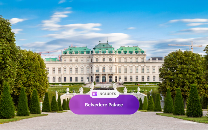 Belvedere Palace with gardens in Vienna, Austria, featuring baroque architecture.
