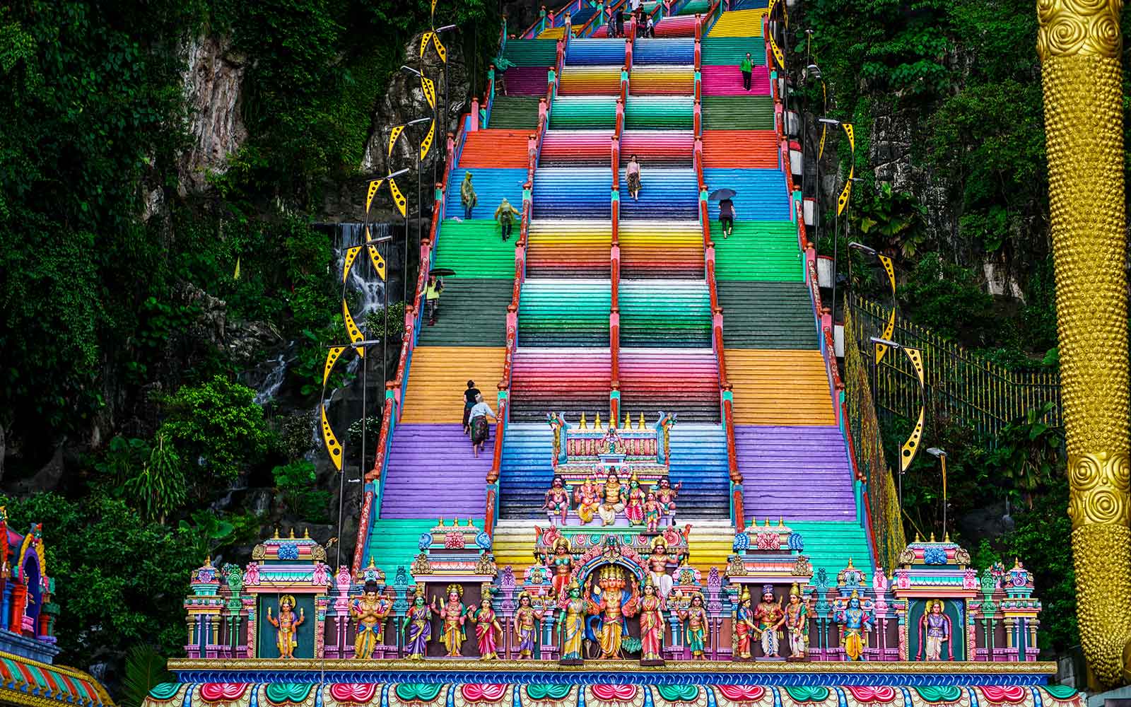 rainbow staircase at batu caves