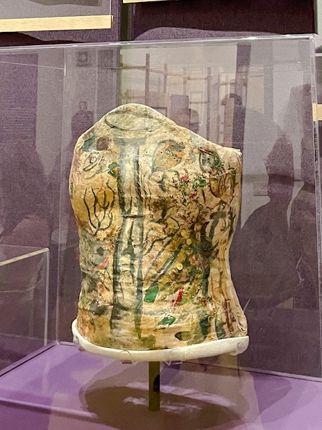 Frida Kahlo's painted plaster corset on display at the Frida Kahlo Museum.