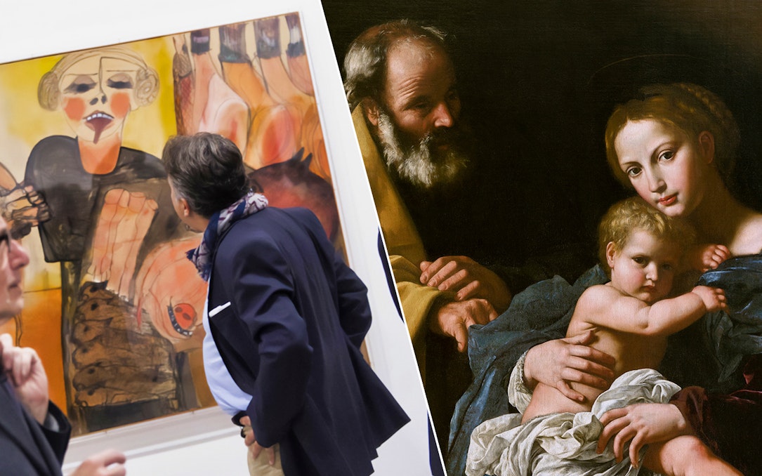 Visitors viewing modern and classical art at Galleria Civica d'Arte Moderna e Contemporanea and Albertina Gallery.