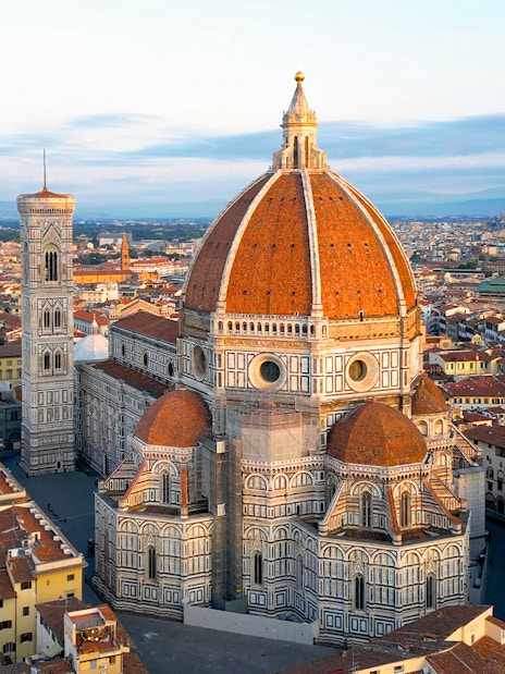 Florence Cathedral with dome and cityscape view, Italy.