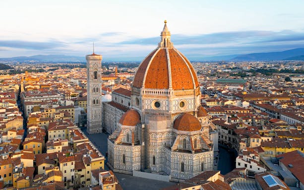 Florence Cathedral with dome and cityscape view, Italy.