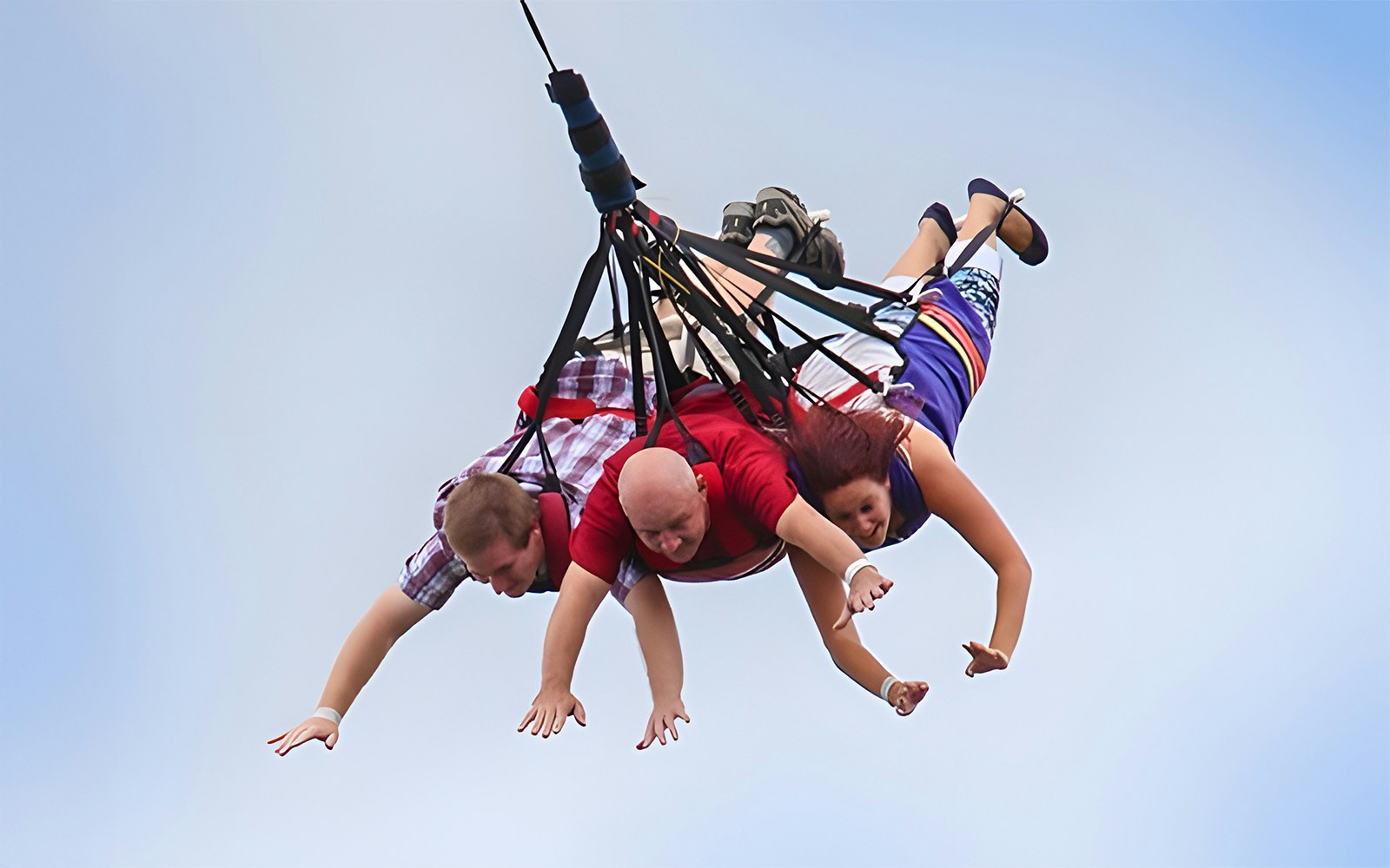 Visitors enjoying a skycoaster ride at Fun Spot America Theme Parks.