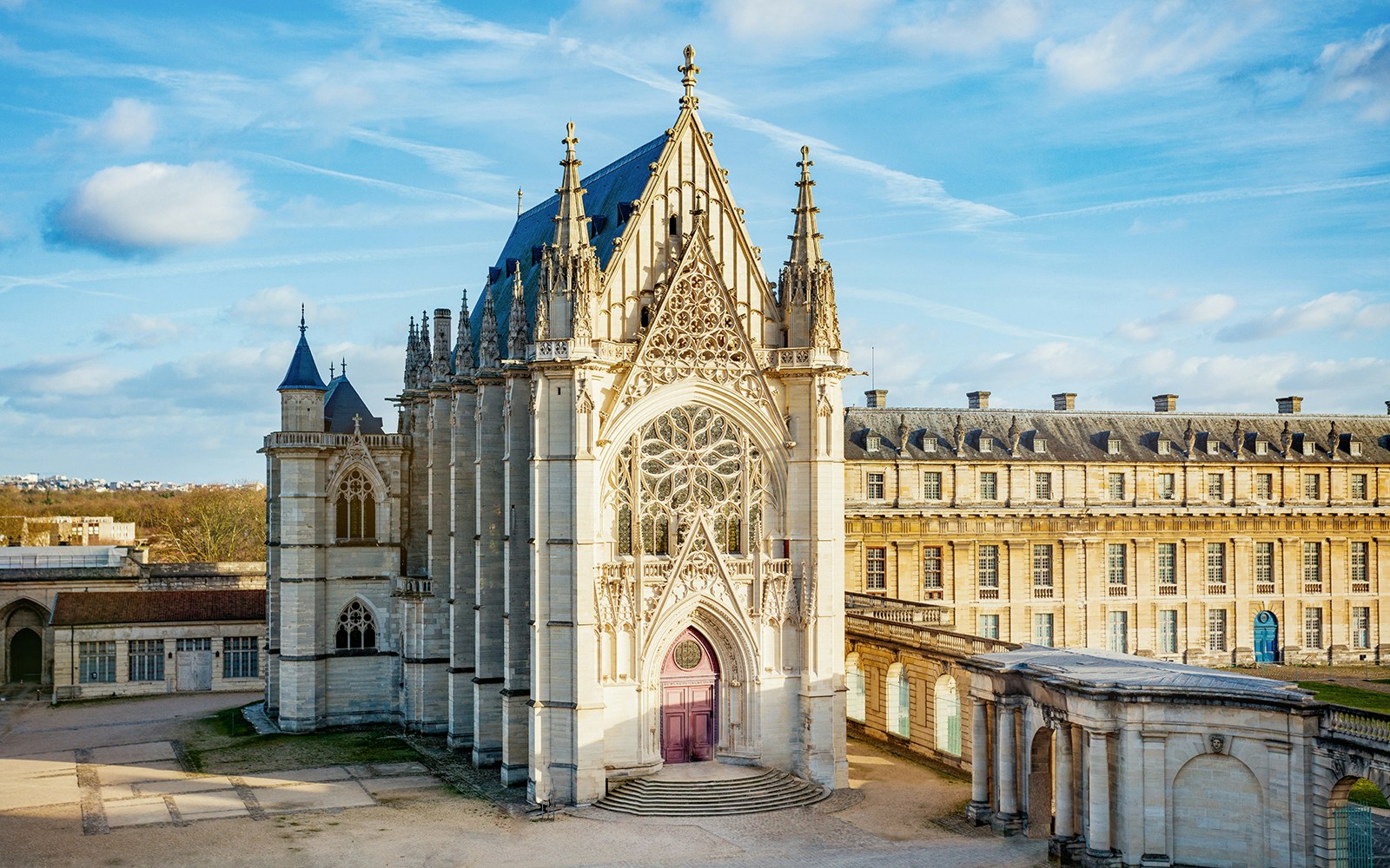 Sainte-Chapelle exterior courtyard within Vincennes Castle fortifications, Paris.