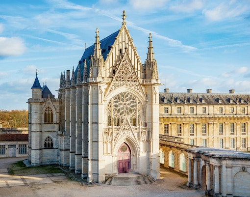 Exterior view of Sainte-Chapelle at Vincennes Castle, Paris.