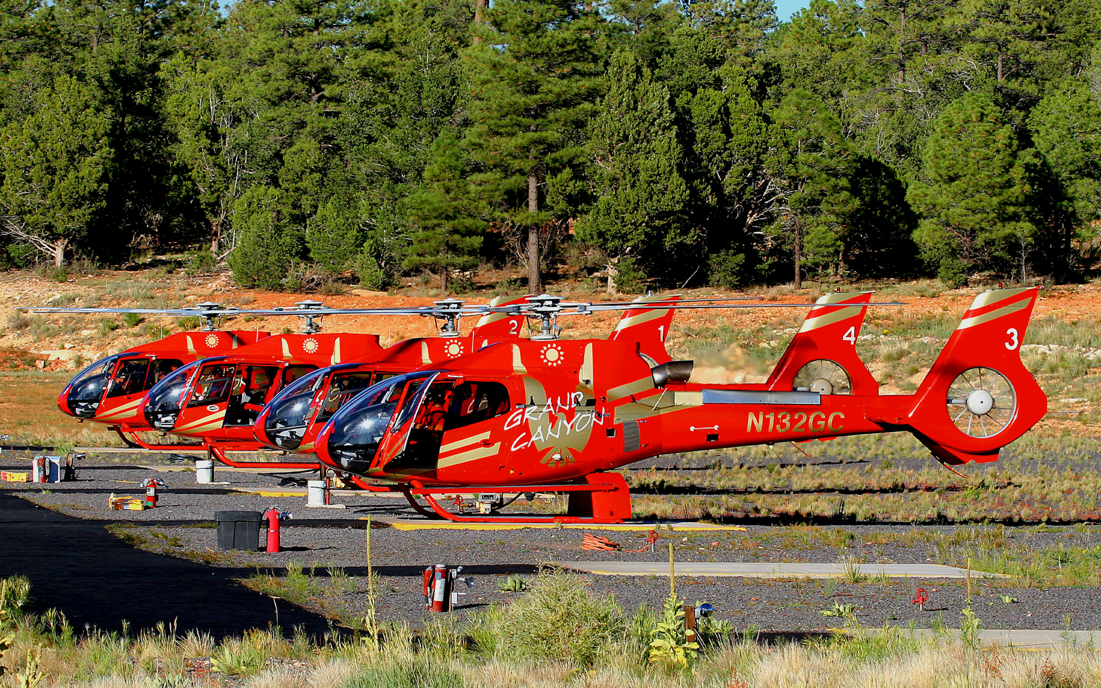 Helicopter flying over Grand Canyon National Park during 45-min tour.
