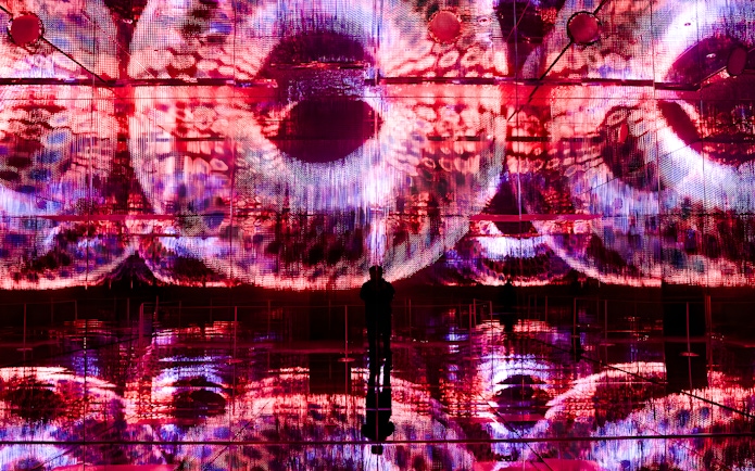 Interactive digital art display at Mercer Labs, Museum of Art & Technology.