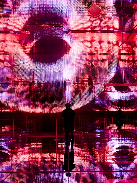 Interactive digital art display at Mercer Labs, Museum of Art & Technology.