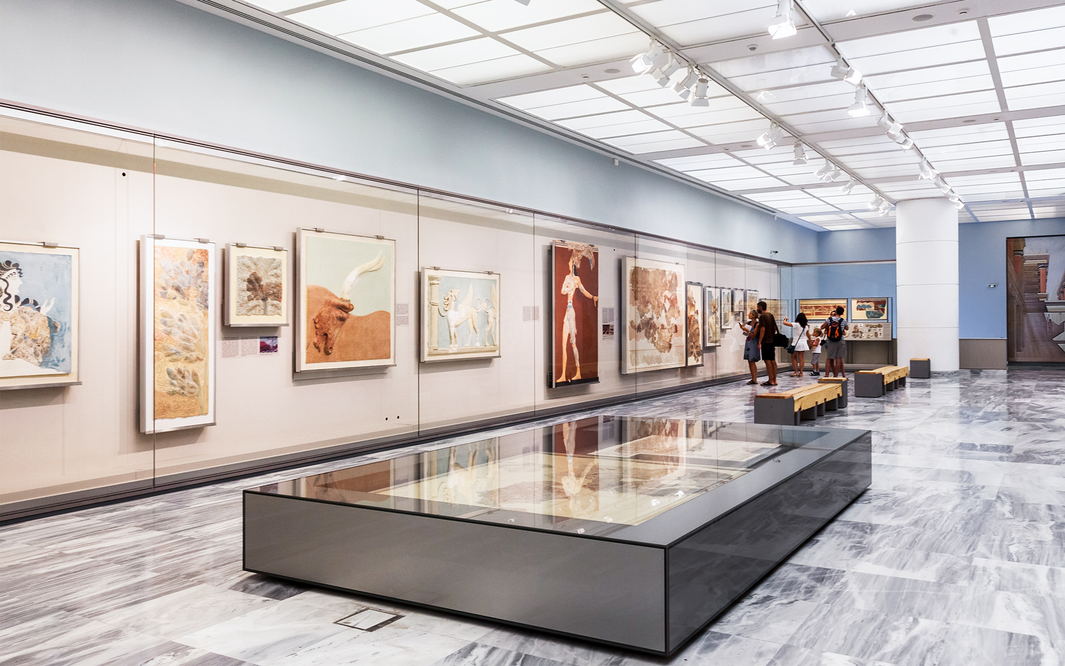 Minoan frescoes displayed in Heraklion Archaeological Museum, Crete, Greece.