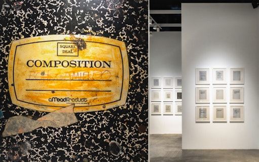 Gallery display featuring Jean-Michel Basquiat's work at Behind the Canvas Series 1.
