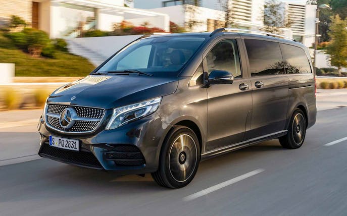 Minibus for private Faro airport transfers, seating up to 8 passengers.