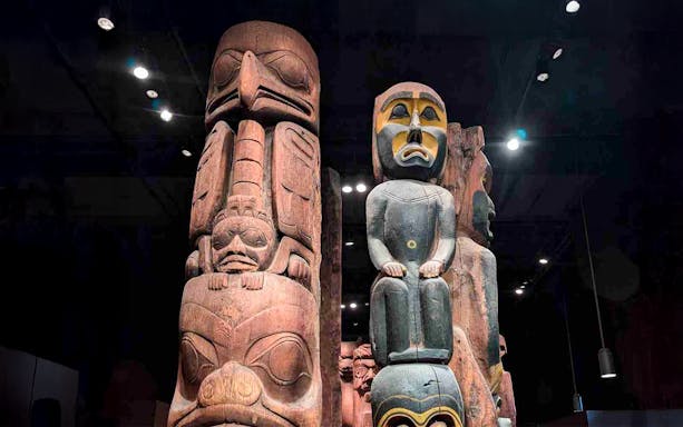 Totem poles at the Field Museum of Natural History.