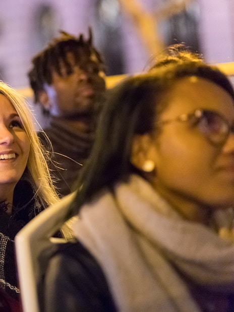 Passengers enjoying the Big Bus Paris Panoramic Night Tour.