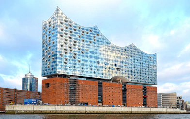 Elbphilharmonie concert hall on Hamburg's waterfront during 1-hour harbor tour.