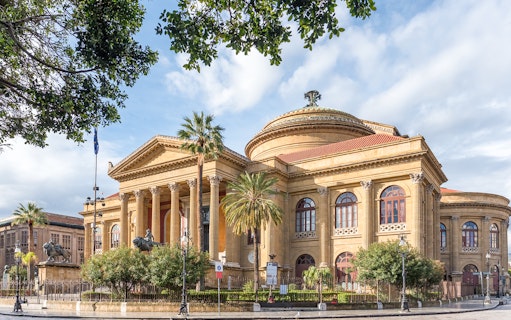 Teatro Massimo opera house with neoclassical architecture in Palermo, Sicily.