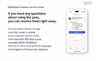 Discover Seoul Pass customer service details with multilingual support and contact options.