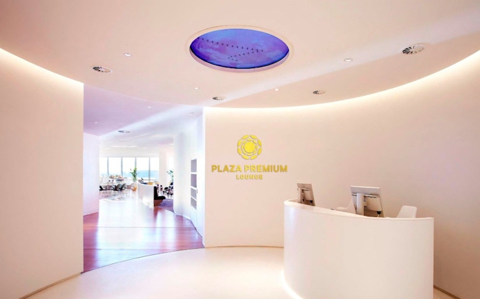 Plaza Premium Lounge reception area, North Terminal, London Gatwick Airport.