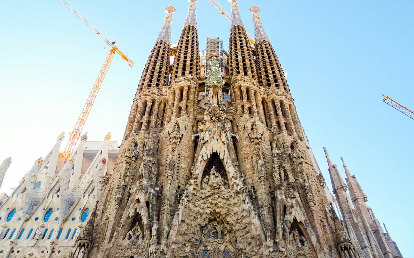 Sagrada Familia Nativity Facade in Barcelona showcasing intricate sculptures and architectural details.
