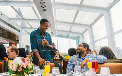 Guests enjoying mimosas on a brunch cruise in Washington DC.